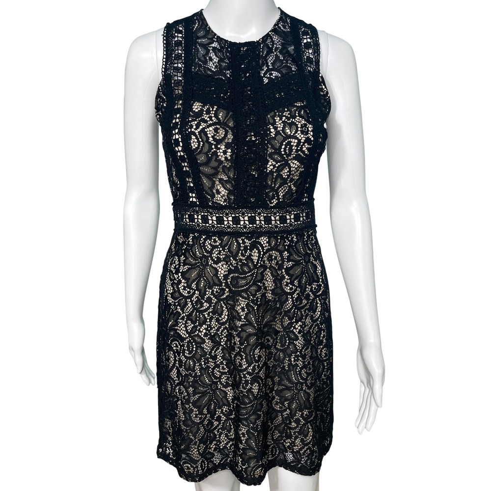 Disney Beauty and the Beast Black Floral Lace Sheath Dress Sleeveless Small